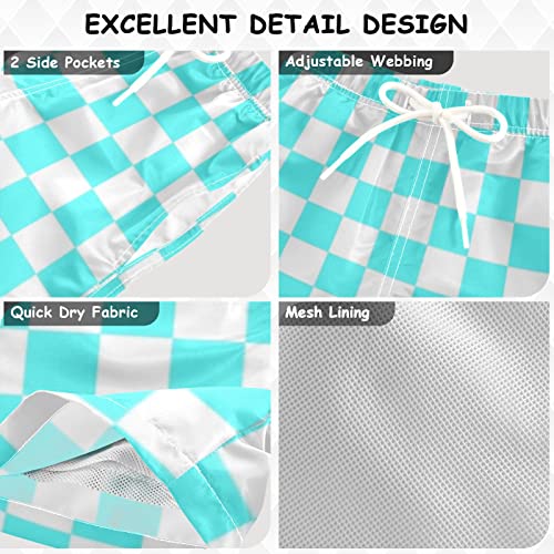 Blue White Plaid Board Boys Swim Trunks Buffalo Check Toddler Beach Board Shorts Baby Summer Bathing Suit 4T3