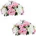 Pack of 2 Fake Flower Bouquet, Plastic Roses Base, Suit Wedding/Party Centerpiece Road Lead Flower Rack Decorations (Pink & White)