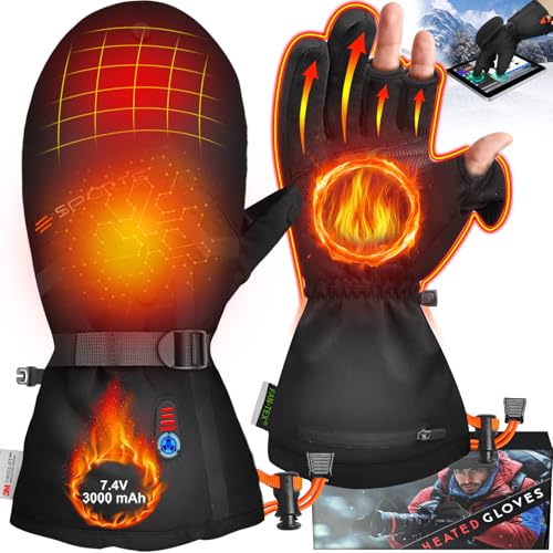 Heated Gloves for Men Women,Photography Gloves with Rechargeable 7.4V 3000mAh