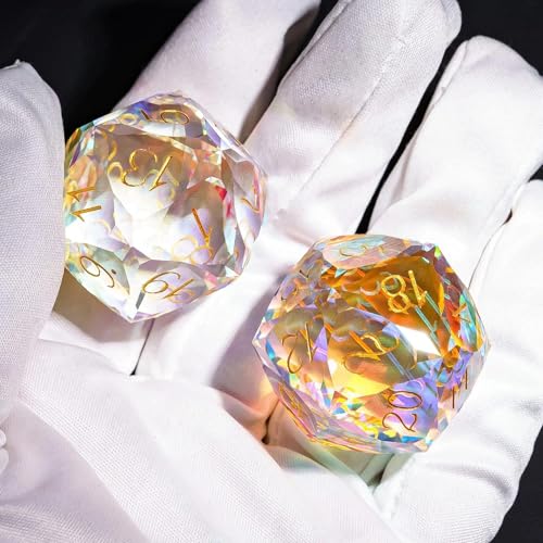 Image of UDIXI 30mm D20 Prism Glass Dice Large Glass D20 Dice for RPG Tabletop Games | Multifaceted-Cut, Premium Gift Box, DM Gift, for Dungeons and Dragons Role Playing Games