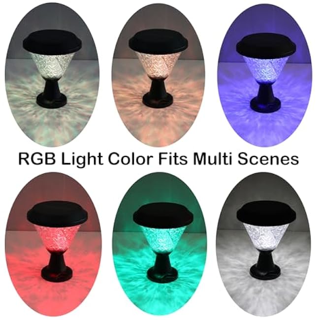 SAMTEEN Solar Lamp Post Light Post Lights RGB Colors Outdoor LED Solar Post Lights