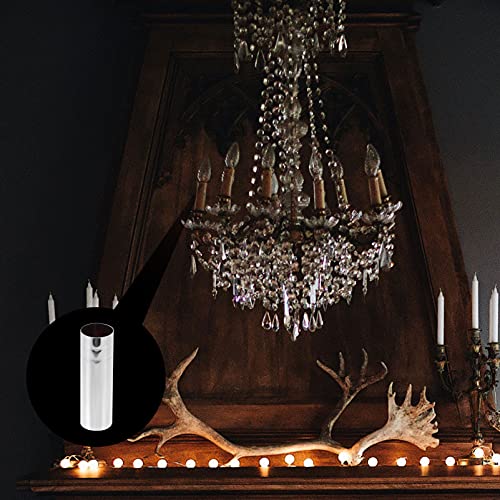 Coheali 2Pcs Color Style European Iron Silver Sleeves Candelabra Sleeve Candle Accessory For Tall Crystal Light Cover Accessories Xcm Holder Socket Covers Chandelier Metal Base Lighting #TOP7