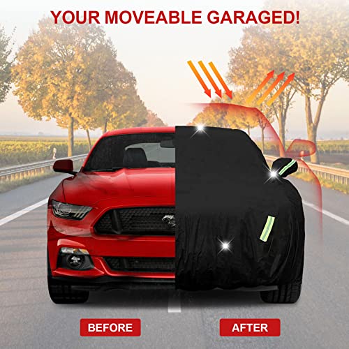 Image of Car Cover for Ford Mustang 2005-2023 6 Layers All Weather 210T Windproof Waterproof All Weather Protection Outdoor Covers Compatible with Ford Mustang