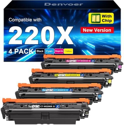 220X 220A Mit Chip Kompatibel für HP 220X Color LaserJet Pro MFP 4302FDW | Kompatibel für Color LaserJet Pro MFP 4202dw 4302dw 4202dn 4302fdn Toner Schwarz Cyan Gelb Magenta W2200X