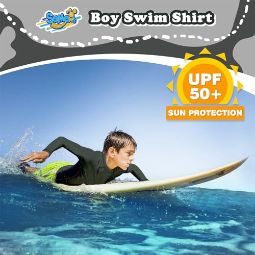 Image of Boys' Rash Guard Long Sleeve UPF 50 Sun Shirts for Toddler Kids Youth Water Swimming Rashguard