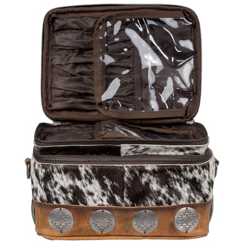 STS Ranchwear Vaquero Glamour STS-34330 Zip Around Full Grain Leather Cosmetic Organizer with 2 Compartments, Multi3