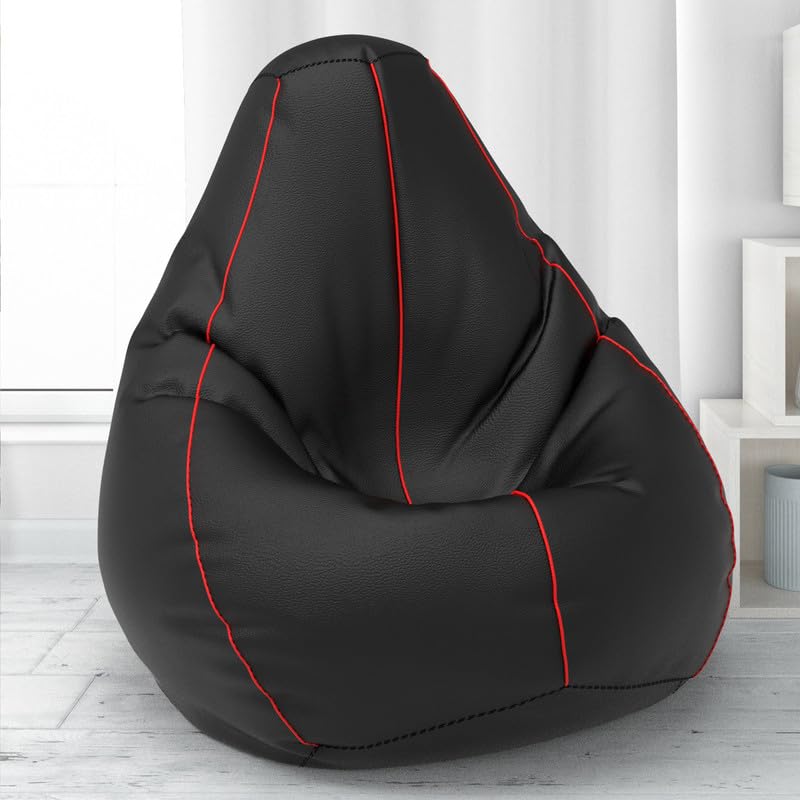 Biggie Bean Bag Cover 6XL- Official: Bailey & Bakers Bean Bags - Max User Height : 6-6.5 Ft. - Weight : 99-110 Kgs(Model: Black Red)-image-22