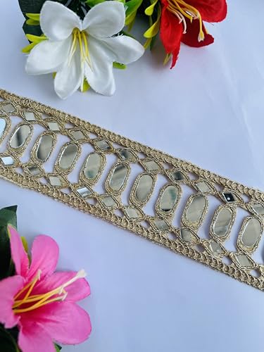 Cinta de manualidades con borde de encaje metálico dorado de 2 pulgadas para decoración 3