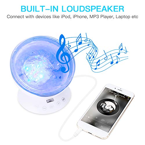 LED Ocean Projector Light, ingebouwde muziekspeler en 4 hypnose-liedjes 7 charmante lichtstanden Ocean Wave-projector… - Image 4