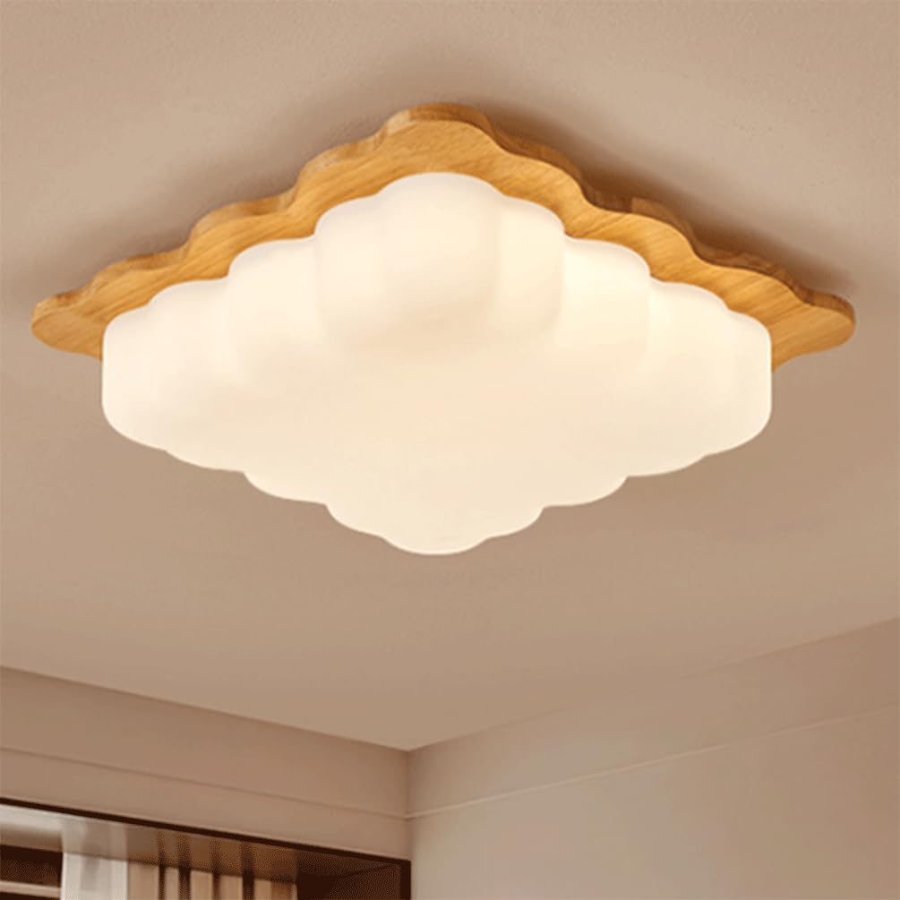 JXYDJH Elegant Ceiling Lamp Design with Acrylic Bedroom Light Fixtures Flush Mount LED Dimmable Energy Saving Laundry Room Fixture for Laundry Room Entryway Closet Bathroom 13.7in Walnut Color