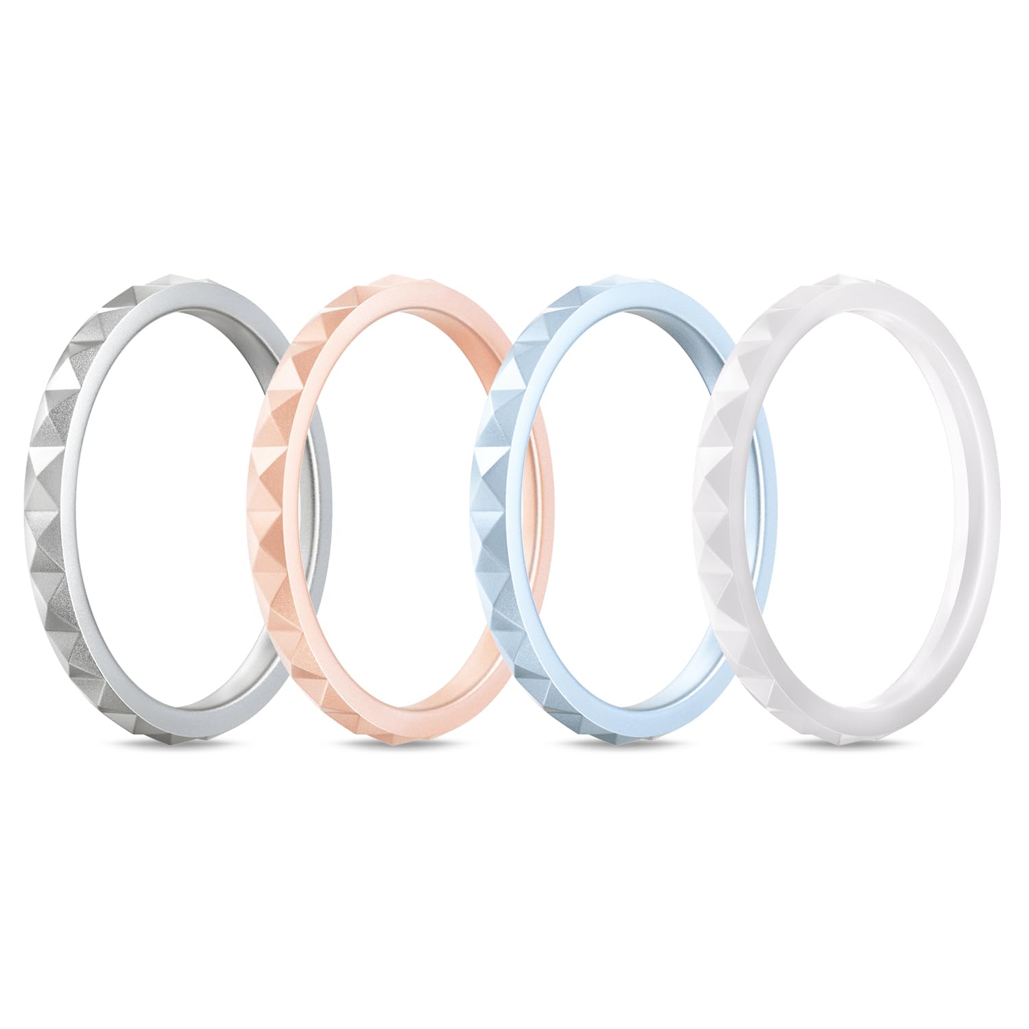 Egnaro Silicone Wedding bands women, Stackable Silicone Ring style