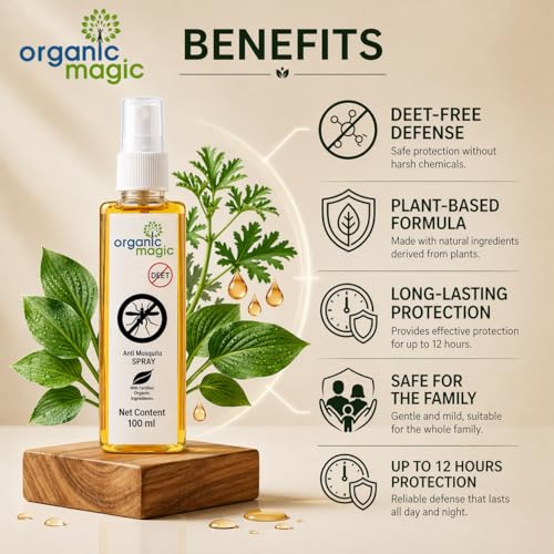Image of Anti Mosquito Spray 100ml | Natural Herbal Mosquito Repellent | DEET-Free, Safe for Kids & Adults | Indoor & Outdoor Protection | Citronella, Neem & Lemongrass Oil