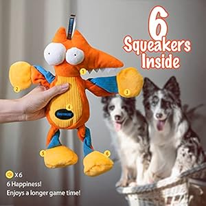 Fox Dog Squeaky Toys Cute Plush Stuffed Puppy Chew Toy with 6 Squeakers for Small | Medium Breed  Cucciolini Doodles Fox dog squeaky toys cute plush stuffed puppy chew toy with 6 squeakers for small | medium breed   cucciolini doodles