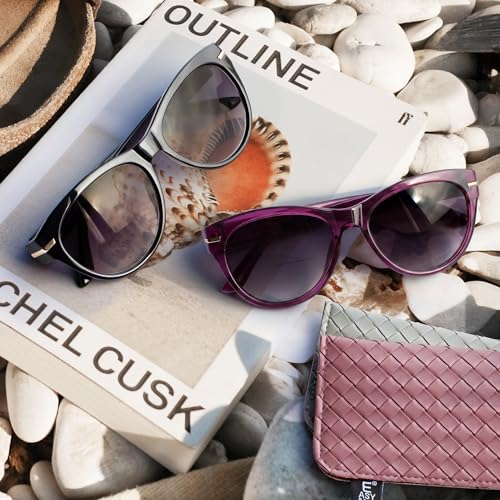 Image of EASY READ 2 Pack Bifocal Reading Sunglasses for Women | Trendy Sunglasses Readers, UV400 Protection,Exquisite Metal Decoration, Great for Reading Outdoors
