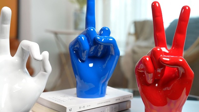 Estatua Decorativa de Mano con Gestos Azul 28 cm miniatura 7
