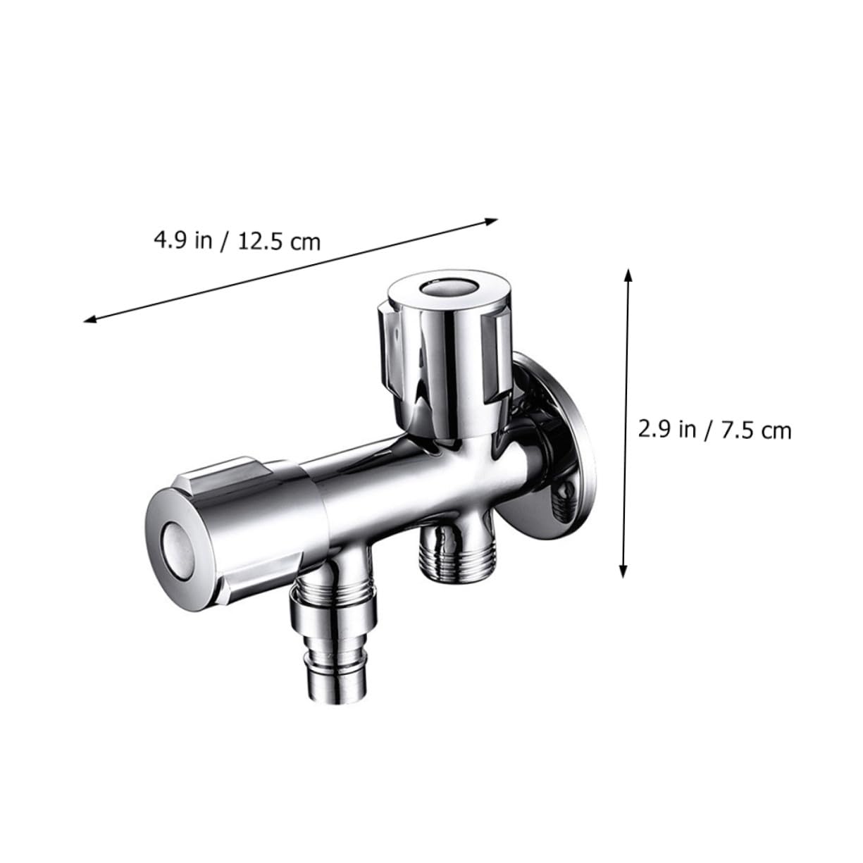 Válvula de Cierre de Agua para Lavadora de 1 Entrada y 2 Salidas | Acero Inoxidable Plata, Diseño Simple de Doble Control, Uso en Baño y Cocina