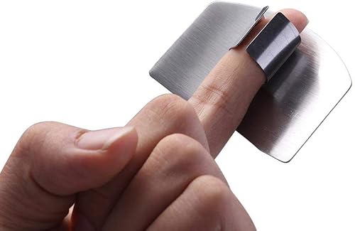 Miniatura 3 de ReNext Paquete de 2 protectores de dedos de acero inoxidable para cortar y cortar para evitar accidentes al cortar y cortar en cubitos. Útil