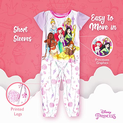 Disney Girls' Princess 3-Piece Loose-Fit Pajamas Set, Precious Princess 2, 2T #TOP3