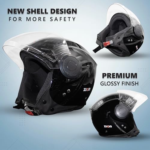 Image of Cortex ISI & DOT Certified Zion Half Face Helmet for Men & Women with Scratch Resistant Polycarbonate Visor, Hard ABS Shell Helmet | Clear Visor, Lightweight