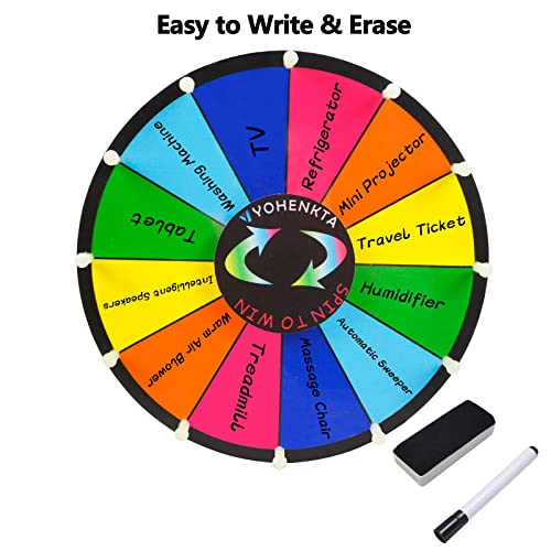 Yohenkta 12 Inch Spinning Wheel For Prizes，12 Slots Tabletop Spinning Prize Wheel With Durable Plastic Base, Dry Erase, 2 Pointer, For Fortune Spin Game, Trade Show In Party Pub Carnival Games #TOP4