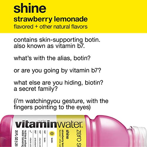 Image of vitaminwater zero shine, electrolyte enhanced water w /vitamins, strawberry lemonade drink, 20 fl oz (Pack of 6)