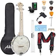 Open Back Design: This banjo ukulele is AKLOT first banjolele, opened back with deep rim pump the sound forward toward your audience, which makes the banjo sounds bright Remo Fiberskyn Drumhead: This banjolele has a warm, round tone and described as ...
