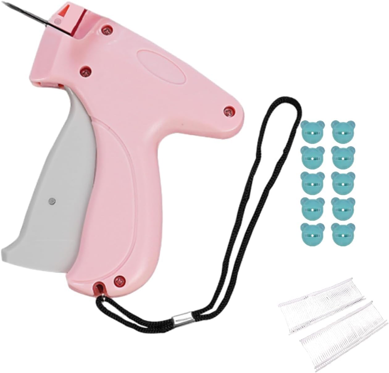 Quick Clothing Fixer, Mini Quick Repair Garment Sewing Machine, Instant Button Garment Connector, Comes with 50 Bear Buckles and 12 Plastic Needles, A Total of 660 Pieces (A)