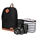 Kattee Professional Canvas SLR DSLR Camera Backpack Laptop Bag Case with Waterproof Rain Cover for Canon Nikon Black