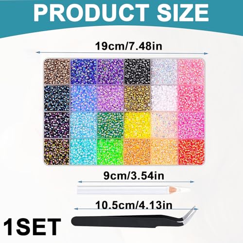 Strasssteine Selbstklebend Glitzer Steine Rhinestones, 24000 Stück Nägel-Set, Inkl. Pinzette & Buntstifte, Mehrere Größen, Ideal Für Nagelkunst, Gesichtsbemalung, Kleidung & DIY