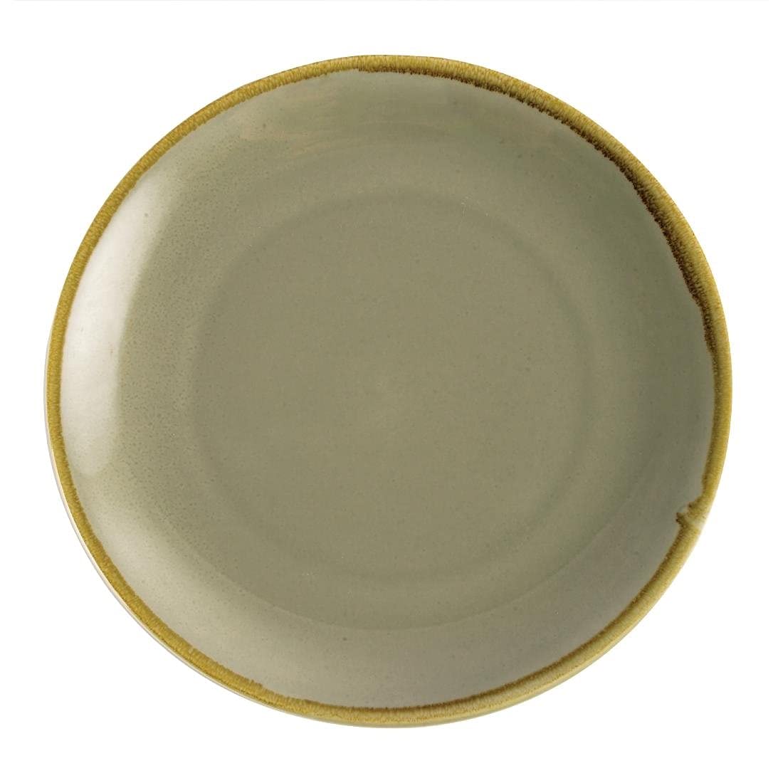 Olympia Kiln Round Rimmed Plate 280mm Dishwasher Safe, Moss, 4 Pack