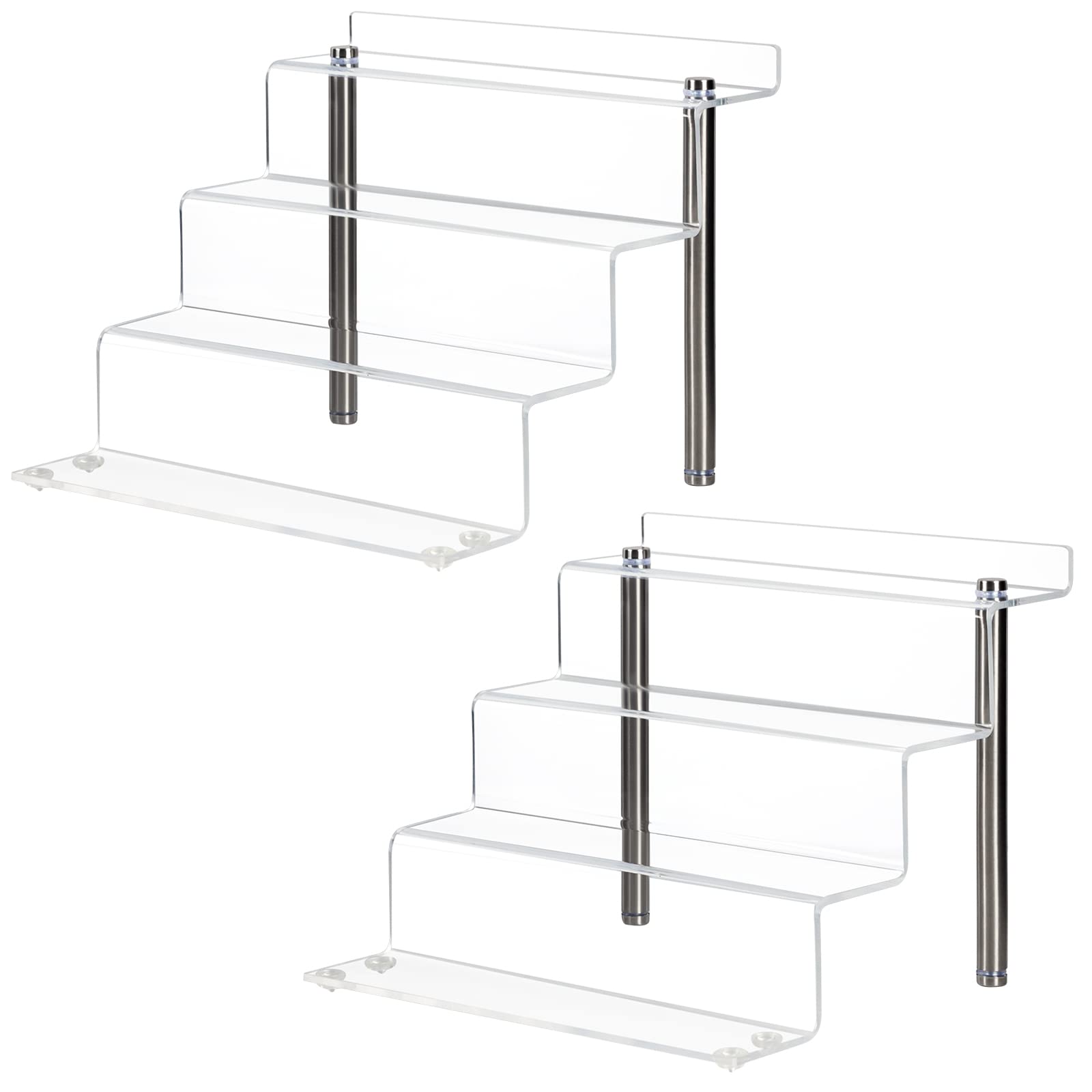 CECOLIC Estante elevador acrílico transparente de 4 niveles para figuras coleccionables Pop, cupcakes, perfumes, elevadores de exhibición para decorar y organizar, 9 x 8.3 x 6.8 pulgadas (pequeño, 2