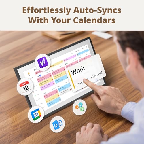 Image of Dragon Touch 15.6 inch Digital Calendar Chore Chart - 1080P Full HD Interactive Touchscreen, Smart Family Planner, Hearth Display Digital Calendar Wall & Desk Mountable for Seamless Scheduling Black