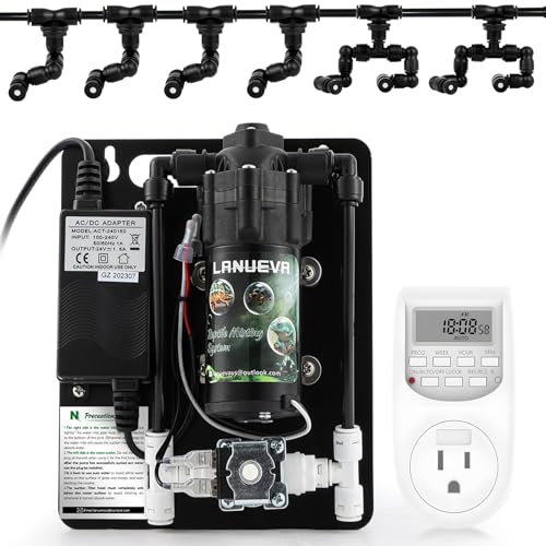 LANUEVA Reptile Humidifier, Quieter Terrarium Mister System with 4 Single...