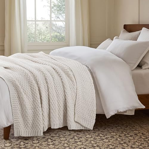 WDCOZY Chunky Cable Knit Throw Blanket Super Soft Warm Knitted Throw Blanket for Couch, Sofa, Chair, Bed Lightweight Breathable Cozy Comfortable Home Decorative Ivory Cream White 50x60 Inches - Image 4