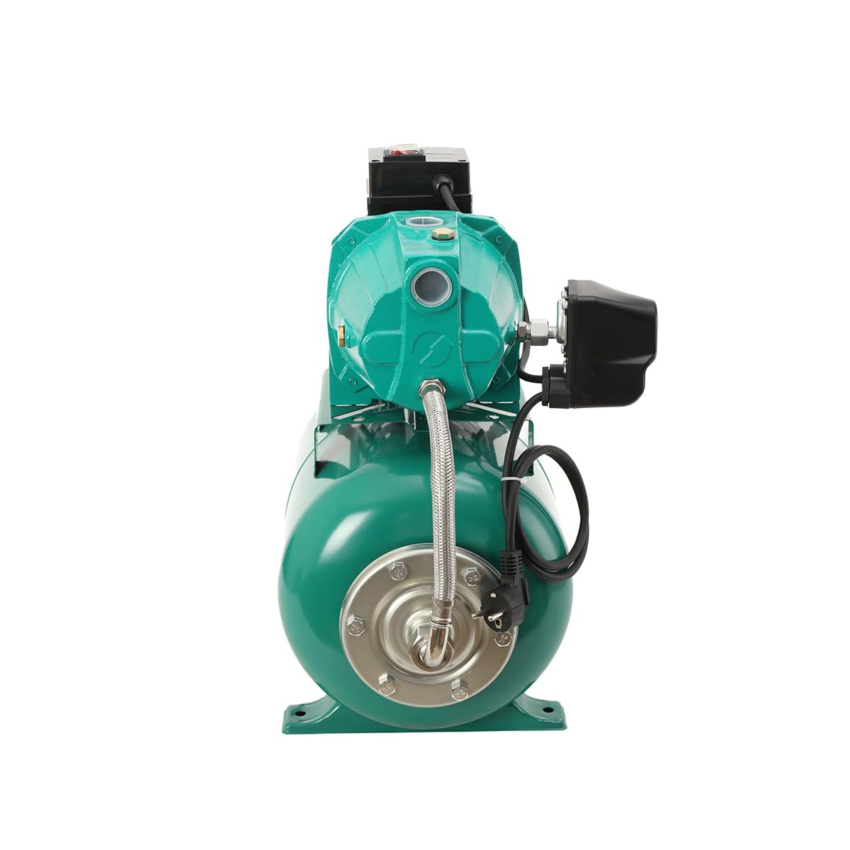 Bomba Agua Autoaspirante 1100W con Depósito 24L, Caudal 3000L/h | IP44 resistente al agua, caudal 50L/min, altura 45m, aspiración 9m, presión 3.5bar, conexión G1, para riego y drenaje