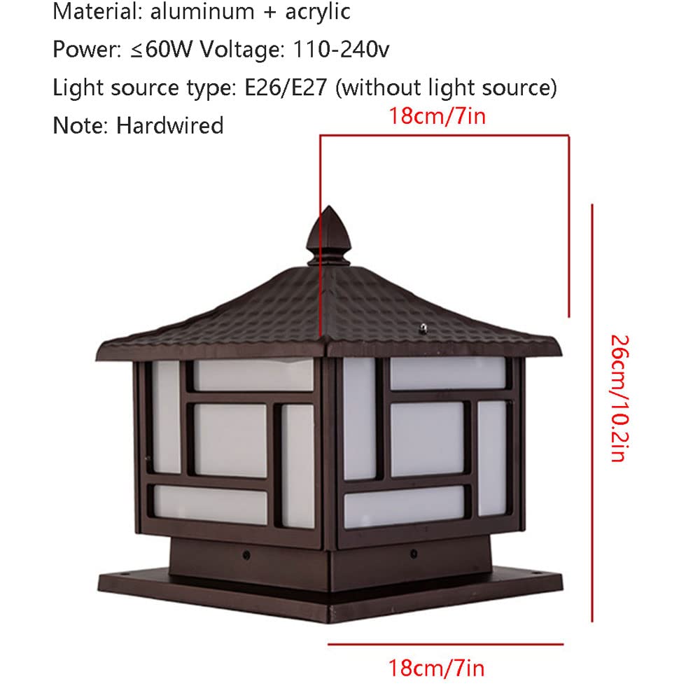RCIDOS Styl Rustykalny Post Head Light Odlewany Aluminiowy Abażur W Stylu Vintage 1-pak Akrylowa Lampa Podłogowa Na Kolumnę Na Zewnątrz Z Pier Base Light Post Cap Light W Nowoczesnym Stylu