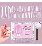 Saviland Clear Soft Gel Nails Tips Kit – 550PCS Medium Square Shape Gel x Nails Acrylic Nails Fak...