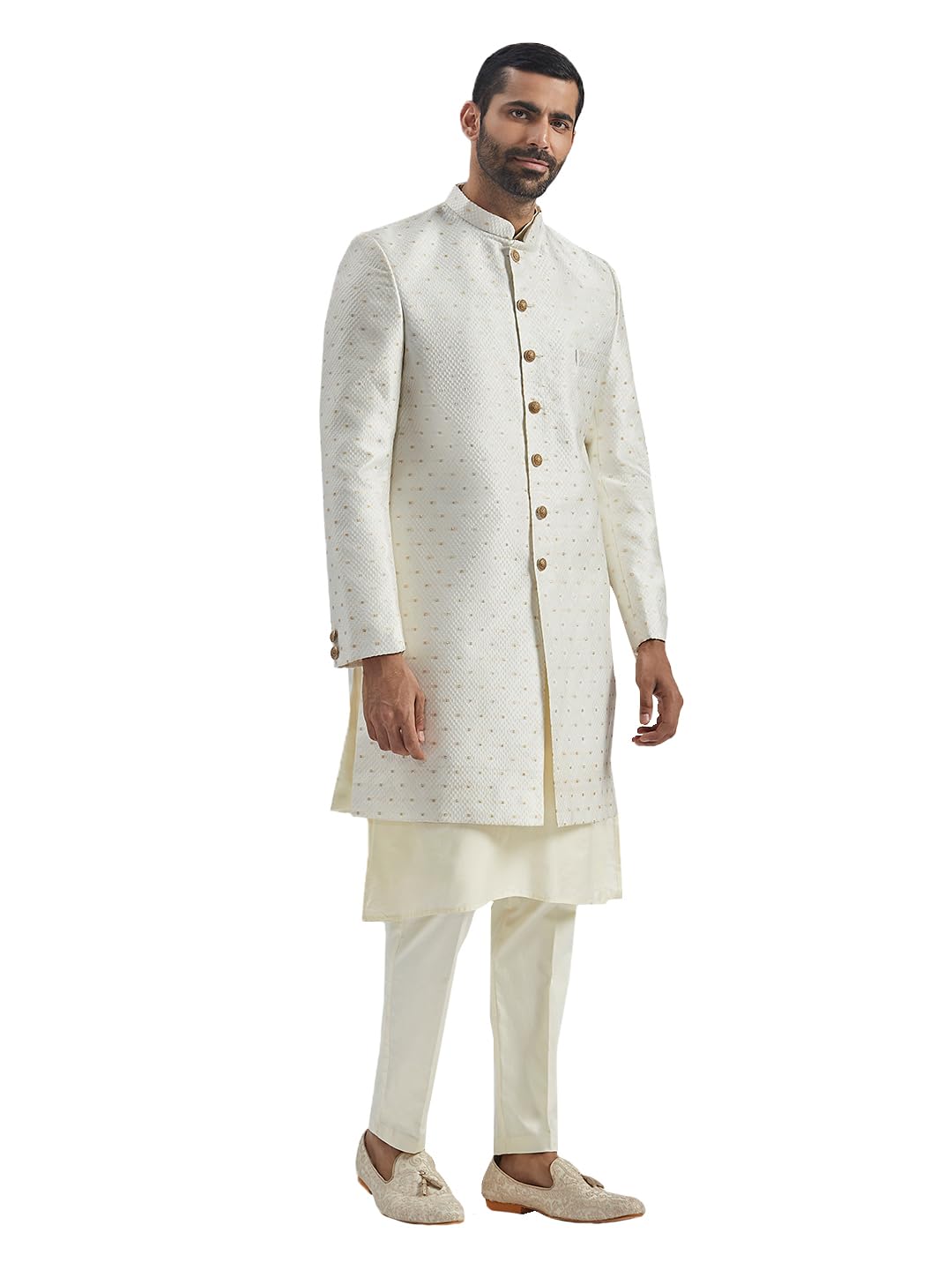 vastramay Men's Viscose Sherwani Set, Silk Blend Jacquard Indo Western, Kurta And Pyjama for Men for Weddings & Festivals, Traditional Ethnic Wear Outfit-picture-41