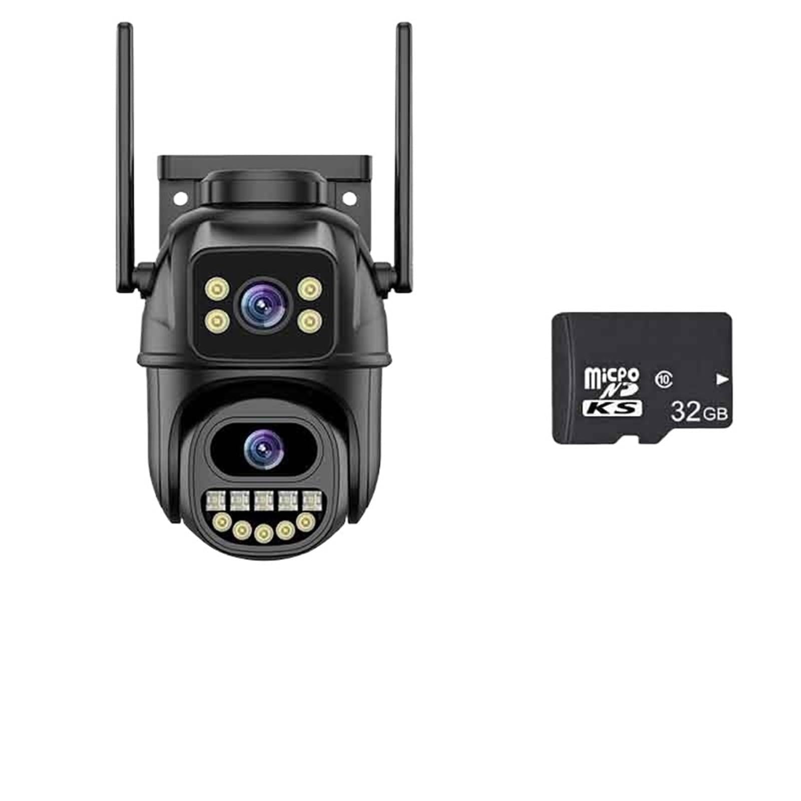 JVDDI 8MP HD WiFi IP Camera Outdoor Zoom 2 Lens 2 Screen PTZ Camera Auto Tracking Home Security CCTV Surveillance(2LENS 8MP ADD 32G)