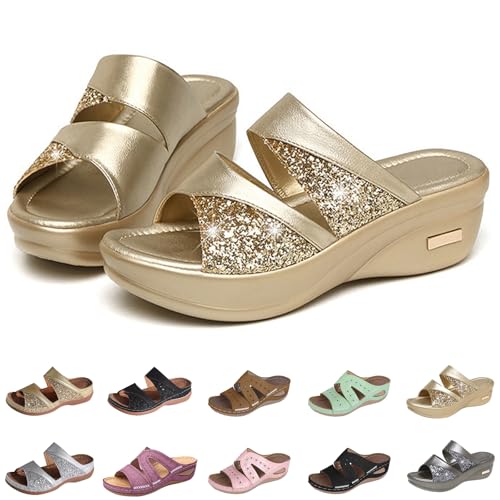 chaussures orthopediques femmes Sandales Orthopédiques Femme Été Compensées Chaussures Confortable Nu-Pieds Bout Ouvert Plateforme Pantoufles Chic...