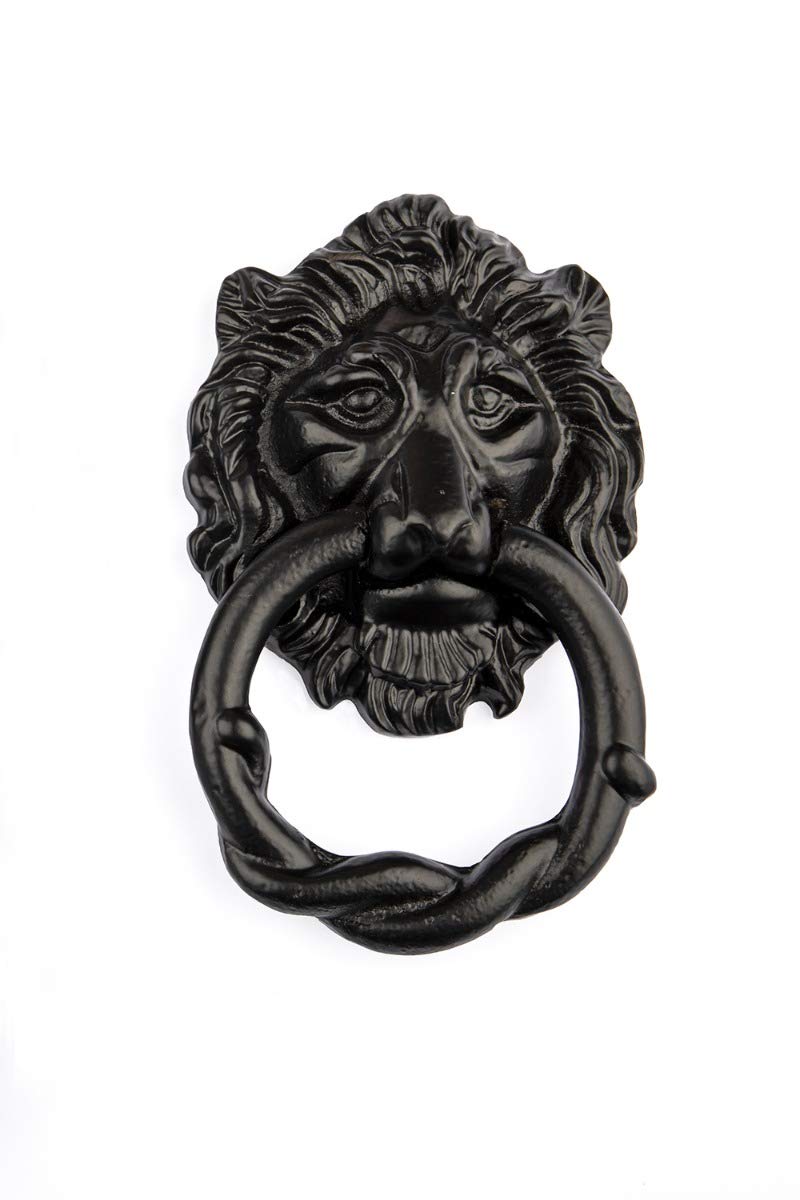 B&M - Cast Iron Antique Black Lion Head Door Knocker - Supplied with Fixing Screws High Quality Casting