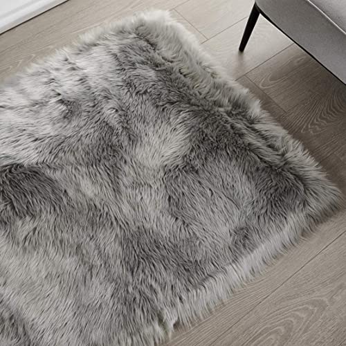 JXLOULAN Fluffy Faux Sheepskin Rug Grey 60x90 cm- Hypoallergenic Non-Shedding Area Rug for Living Room/Bedroom/Kids Room - Image 4
