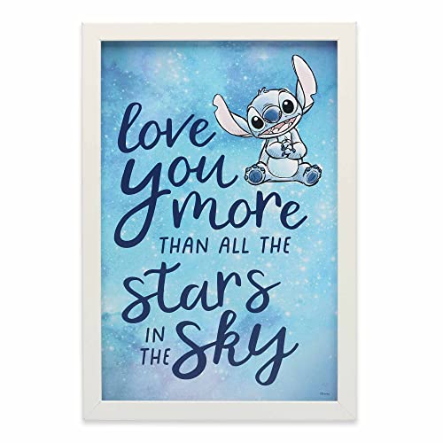 Image of Disney Lilo and Stitch Love You More Framed Wood Wall Decor - Adorable Stitch Wall Art for Kids' Bedroom or Movie Room