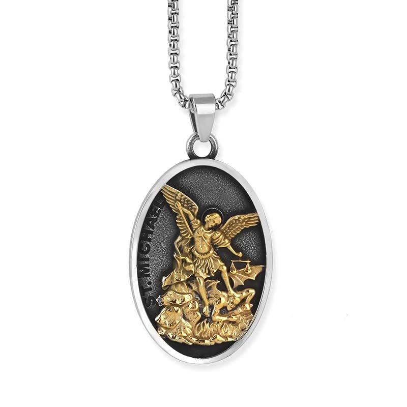 Collier Saint Michael en argent 925 LXGGUC pendentif médaillon de protection chrétienne - 4