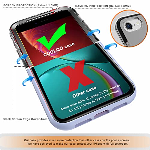 Coolqo Compatible For Iphone Se 2022/2020 Case 4.7 Inch, With [2 X Tempered Glass Screen Protector] Clear 360 Full Body Coverage Soft Silicone + Hard Pc 3In1 Shockproof Protective Phone Cover Black #TOP2
