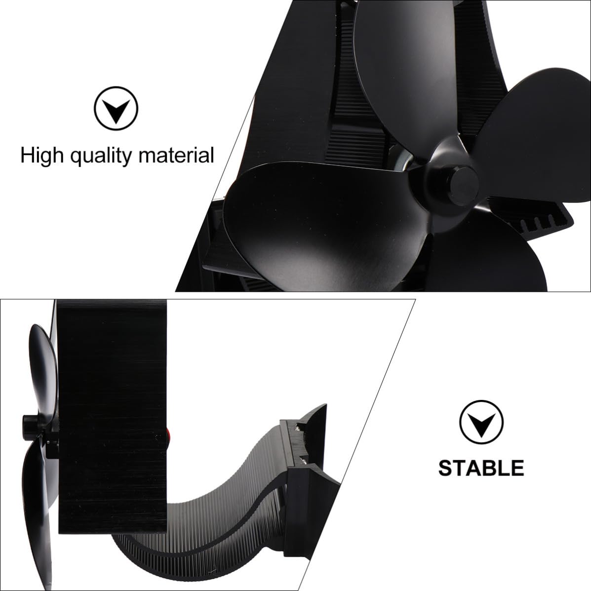 Ciieeo Ventilador de Chimenea Térmico de 4 Aspas, Aluminio Negro