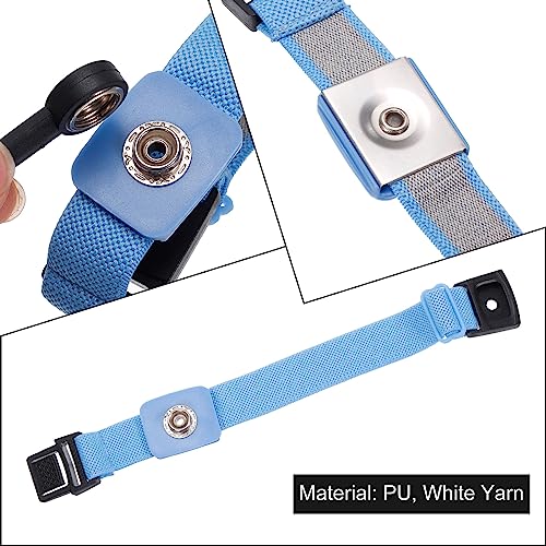 Image of MECCANIXITY ESD Anti Static Strap 7.87ft Blue Black Adjustable ESD Anti-Static Ankle Strap for Computer Electronics Repair
