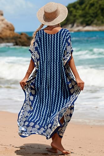 Image of Women Beachwear Long Beach Coverups Kaftan Casual Caftan Dress