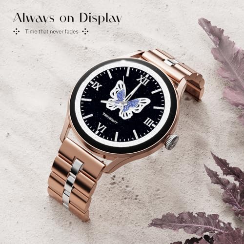Image of Fire-Boltt Glitz Women Smart Watch with 1.19 inch AMOLED Display, Bluetooth Calling, Rotating Crown, Always On Display, 1000 Nits Brightness, IP68 Waterproof Blush Rose Gold