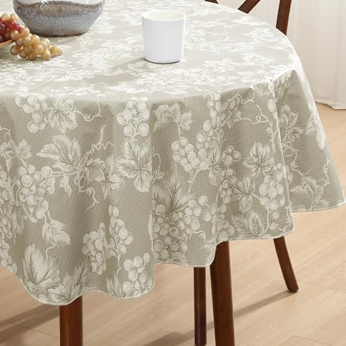 Grapevines - Mantel de franela de vinilo, diseño contemporáneo con estampado de uva, de calibre 4, para interiores y exteriores, fácil de limpiar